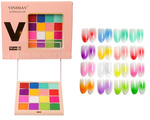 EnMart glitterpulver för naglar, 16 naglar pulver krom pulver set glitter kosmetika naglar konst dekorativa glitter för ansikte kropp slime party halloween jul hantverk smink set (03)