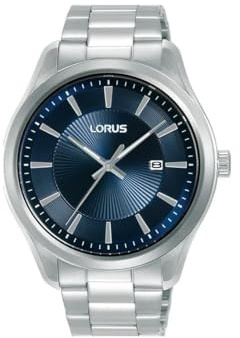 Lorus Herren Analog Quarz Uhr mit Edelstahl Armband,Silber/Blau