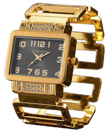 CANSNOW Elegante Damenuhr Gold-Schwarz | Spangenuhr | Damenarmbanduhren | Goldene Uhr