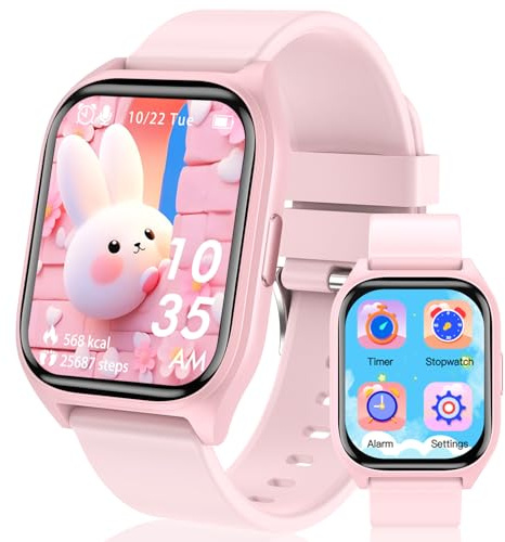 Clleylise Smart Watch for Kids - Fitness Activity Tracker, Pedometer, Heart Rate Sleep Monitor, 18 Sport Modes, Calories Counter, Alarm Clock - Gifts for Boys Girls Teens 4+ (Pink)