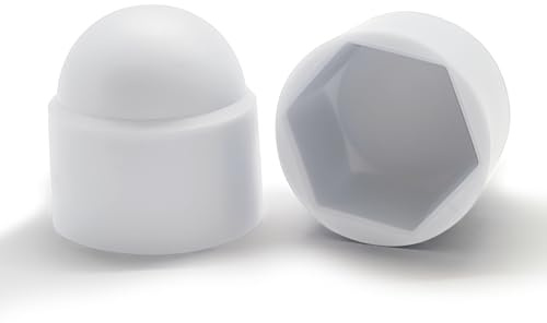 Drenky Cache-écrous M10, 25 Pièces Cache Ecrou Plastique Capuchons De Protection, Pour Clé De 17 mm, Cache Boulon Pour Recouvrir Les écrous et Les Têtes De Vis Hexagonales, Blanc