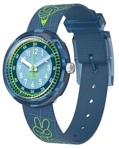 Flik Flak Unisex Kids Watch Casual Blue Bio-sourced Water Resistant Quartz Code Talk
