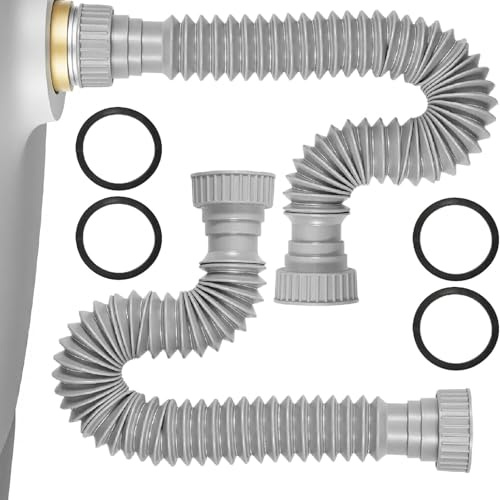 Lerpwige Tubo di scarico flessibile Set Lunghezza Regolabile P Facile Installazione Di Tubo di Scarico del Lavabo Pack Di 2 Per Bagno Cucina Sanitari P Sanitari Per Bagno