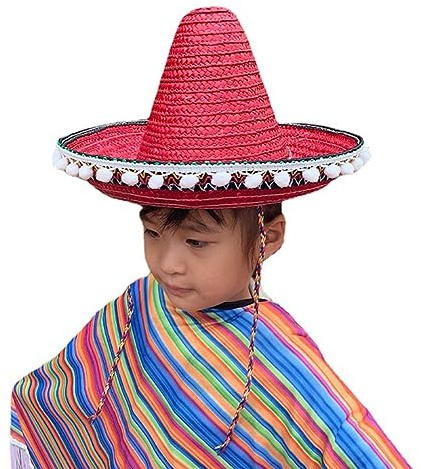 Nucelit Weaving Sombrero Hat Festival Hats Mexicans Party Photography Props For Children Traditional Costume Headwear Wide Brim Photo Prop