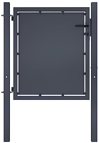Porte de cour pour jardin, portail de jardin en acier, 100 x 100 cm, anthracite, pour entrée des écoles, des fermes, des maisons d'hôtes