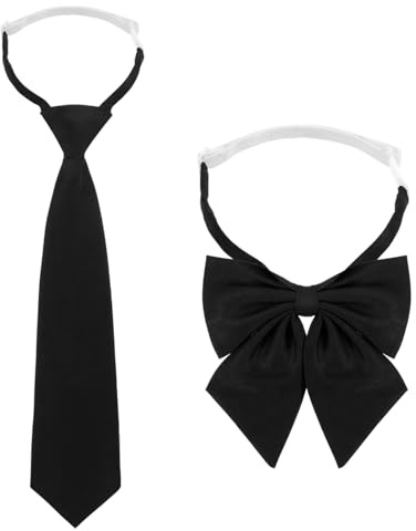 Ceriselle Corbata para Mujeres, 2 Piezas Corbata Negra, Pajarita Ajustable para Damas, Atuendo Formal para Mujeres, Corbata Clásica para Camisas