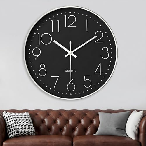 Wall Clock 8 Inch, Wall Clocks for Living Room Non-Ticking Silent, Kitchen Clock Wall with Stereoscopic, Dial Ultra-Quiet Movement Quartz for Living Room Bedroom Kitchen Office Classroom Decor