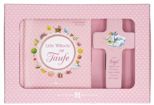 Liebe Wünsche zur Taufe. Geschenkset rosa