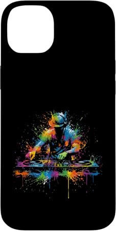 Carcasa para iPhone 14 Plus DJ Rave EDM Music Festival DJ y Tocadiscos Pintura Splash Art