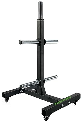 Tunturi Mobiler Hantelscheibenständer - auf Rädern - 5 Hantelstangen