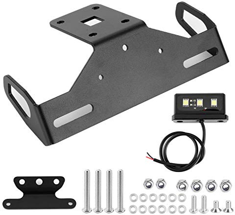 OUKENS Support de Plaque d'immatriculation pour Z1000 14-17/Z1000R 18-19, Support de Plaque d'immatriculation Moto avec éclairage LED, Support d'élimination de Garde-Boue Ajustable