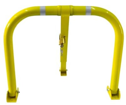 PARKING FACIL | Valla de Parking/Cepo Guardaplazas Modelo M | Bloqueo Manual con Candado con Bandas Reflectantes | Color: Amarillo | Medidas: 52,5 x 64 cm
