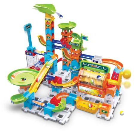 VTech Marble Rush Corkscrew Challenge, Construction Toys for Kids with 10 Marbles and 100 Building Pieces, Electronic Marble Run, Colour-Coded Building Toy, 4 Years +, English Version