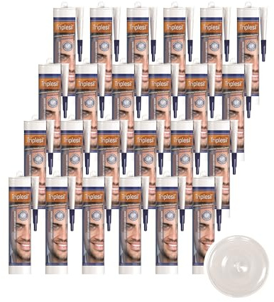 Triplesil Premium Silikon Dichtstoff – 24×310 ml Sanitärsilikon für Bad & Küche –Wasserbeständig–zum Abdichten-DIY Dichtmasse (24x transparent)