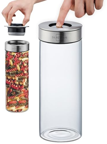 SILBERTHAL Vorratsdosen Glas mit Deckel 1500 ml - Vorratsgläser mottensicher für luftdichte & auslaufsichere Aufbewahrung in der Küche