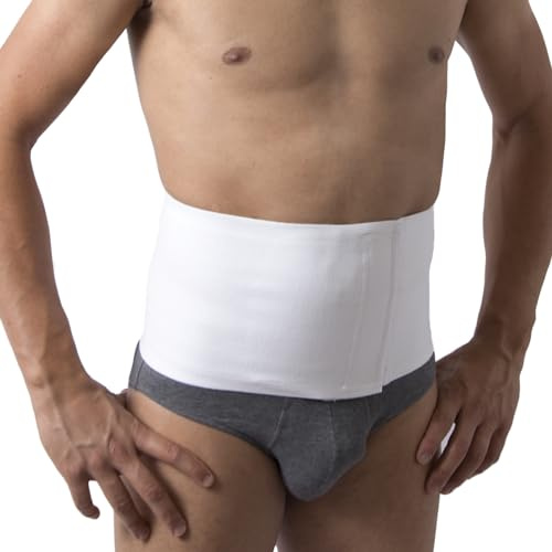 Beman 701 - Fascia Pancera post Operatoria Addominale, Pancera contenitiva Post Parto, Fascia Lombare Supporto schiena Anallergica Unisex Uomo Donna Cotone chiusura a Strappo H.18cm (7/3XL Bianco)