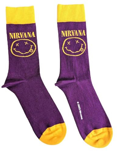Rock Off officially licensed products Nirvana Ankle Socken Gelb Smile Nue offiziell Herren Purple (UK SIZE 7-11) One Size