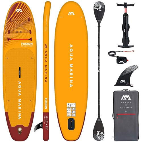 Aqua Marina Aquamarina Fusion Planche de stand up paddle gonflable avec pagaie double technologie Noir 330 x 81 x 15 cm