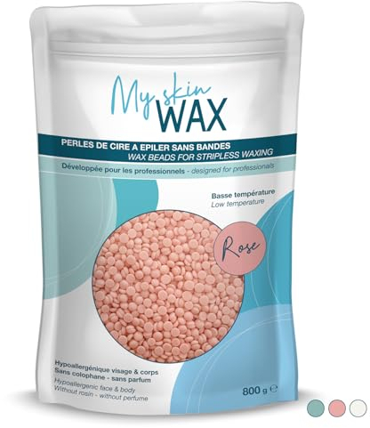 My skin Wax - Cera Depilatoria Senza Strisce, 400g, Ipoallergenico, Cera Ceretta Brasiliana Dolce Senza Arrossamenti, Uomo/Donna, Speciale Pelle Sensibile, Viso, Bikini, Brasiliano, Naso (rosa)
