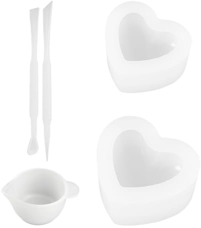 2 stampi in silicone a forma di cuore, con 1 bicchiere e due bastoncini, stampo in silicone fai da te, stampo per modellare 3D, forma riutilizzabile, adatto per la produzione di sapone e candele