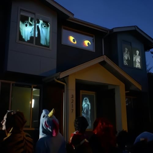Holografisk projektor bakre projektionsskärm: Bärbar dörr och fönster dubbelsidig projektion videoskärm, fönster underland, används för att projicera Halloween- och julfilmvideor (120 tum)