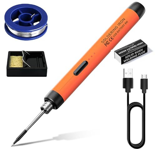 Saldatore senza fili, set di 3 modalità, set di saldatori a batteria USB, 300 ℃-450 ℃, temperatura regolabile, saldatore con 2 punte di ricambio per saldatore e filo per saldatura per lavori elettrici