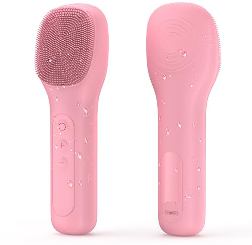 Facial Cleansing Brush Soft Exfoliating Face Wash Brush Pore Deep Cleansing Face Skincare Tool for Massaging Makeup Removal (Pink)