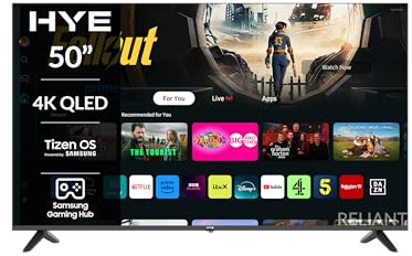 HYE 50 Inch Smart TV 4K QLED – Slimline Flat Screen Television with Tizen by Samsung, Gaming Hub, HDMI & USB Ports, WiFi, Satellite & Cable Connectivity – Smart TV 50+ Inch - 50QLEDS2008