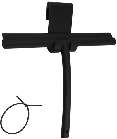 LxsNyvantic Tergivetro Per Doccia,Tira Acqua Da Doccia Con Gancio,Lavavetri Doccia Senza Foratura,Con Cordino,tiraacqua Vetri Doccia Per Finestre, Specchi,Bagno(24cm-Nero)
