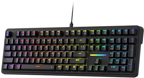 Redragon K745 Kabelgebundenes Gasket RGB Gaming Keyboard, 108 Tasten Mechanische Tastatur mit 4 Zusätzlichen Hotkeys, Hot-Swap-Sockel, 5-Lagige Geräuschdämpfung, Anpassbare Linearschalter