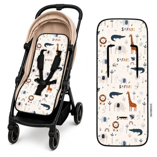 Colchoneta Silla Paseo Universal Verano, Funda Carrito Bebé 100% Algodón Transpirable, Antideslizante, Ajustable en Hombros y Cintura,