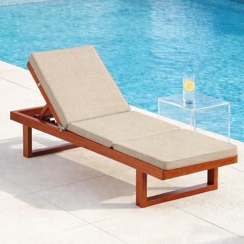 MANEMI Cojín para Tumbona 190x60 cm, Acolchado con Espuma, Desenfundable con Cremallera, Funda de Poliéster Resistente, con Cintas de Sujeción, Ideal para Jardín, Terraza y Piscina