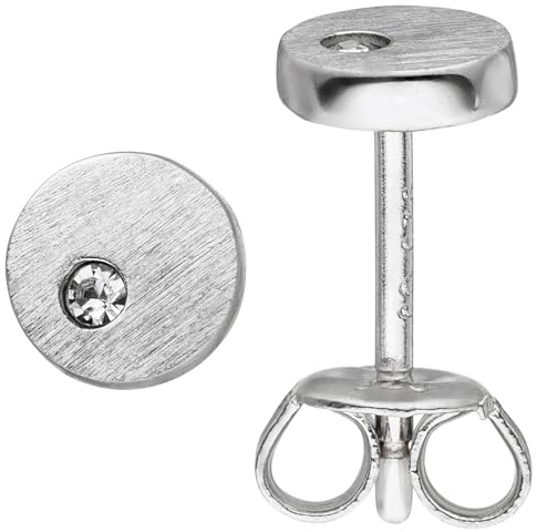 Jobo Damen-Ohrstecker aus 925 Sterling Silber matt mit Zirkonia Rund