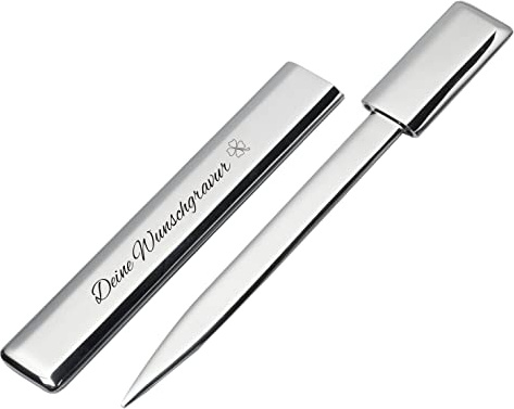 Schmalz Formschöner Brieföffner ERMESINDE mit Gravur aus Metall, inkl. Gravur rechteckig Silber glänzend neu (mit Gravur)