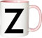 Mister Merchandise Becher Tasse Buchstabe Z Kaffee Kaffeetasse liebevoll Bedruckt Anfangsbuchstabe Initial Initialien Weiß-Rosa