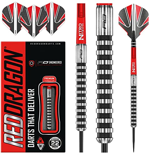 RED DRAGON Javelin Black Series Profi Dartpfeile Steeldarts Setmit Flights und Schäfte (22.00, Gramm)
