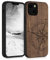 kwmobile Custodia Compatibile con Apple iPhone 13 mini Cover - Back Case in Legno con Bumper in Silicone TPU - Bussola vintage marrone scuro