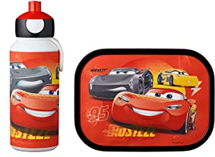 Mepal - Set de Almuerzo Campus - Fiambrera para Niños con Botella Pop-up y Fiambrera - Set de Almuerzo para el Colegio o para Llevar - Sin BPA - 400 ml + 750 ml - Cars