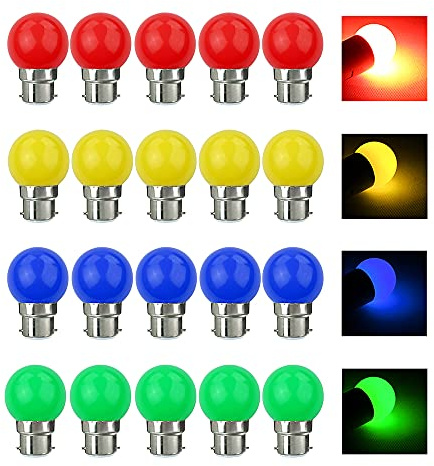 V-TOO Lampadine Colorate LED Attacco B22 Baionetta 3W = 30W AC 220V-240V 240LM per Casa Matrimoni Halloween Christmas Party Bar Atmosfera e Illuminazione Lampadine Led a Colori - Confezione da 20