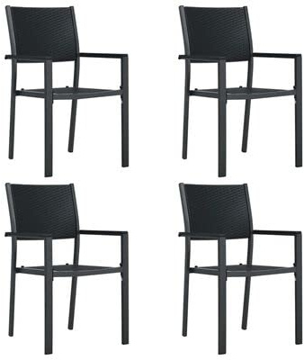 ZQQLVOO Patio Chairs,Patio Dining Chairs,Garden Chairs,Lounge Chairs,Outdoor Deck Chairs,for Lawn,Patio,Balcony,Garden,4 pcs Black Plastic Rattan Look