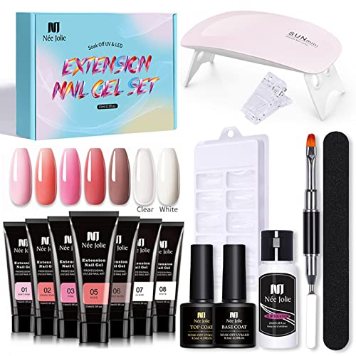 Layhou Kit Gel de Extensión de Uñas, con UV/LED Lámpara, con Capa Top y Base Uñas Postizas+ 100 Uñas Postizas, Kit Uñas de Gel Completo Set, Decoración de Uñas