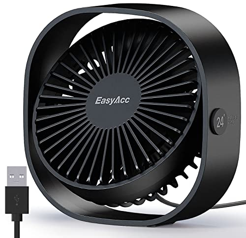 EasyAcc Ventilatore USB, Mini Ventilatore da Tavolo USB Silenzioso con 2 Anni di Garanzia, Potente e Squisita e 3 Velocità, Ventilatori da Scrivania con Rotazione di 360° per Scrivania Casa Ufficio