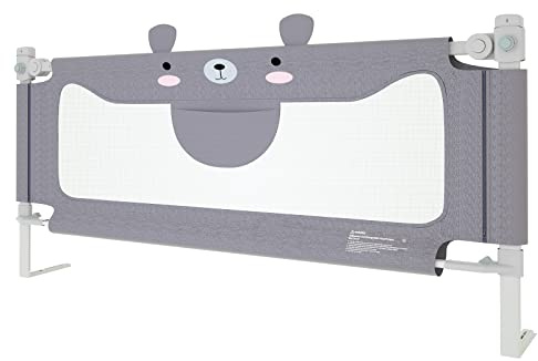 UISEBRT Sänggaller, 200 cm, sängskydd för barn, justerbar höjd, fallskydd, säng, barnsängsgaller, babygaller, grå
