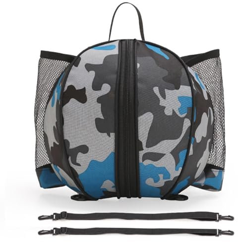 DANETI Runde geformte Schulter Fußball Ball Taschen Tragbare Oxford Basketball Tasche Elastische mit Reißverschluss für Outdoor Sport Blau