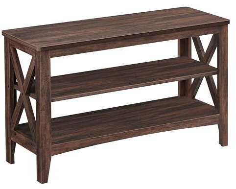 VASAGLE Banc d'Entree, Banc Chaussures en 2 Niveaux, Porte-Chaussures, 30 x 80 x 48 cm, Supporte jusqu' 136 kg, Style Campagnard, Marron Acajou LSB053K51