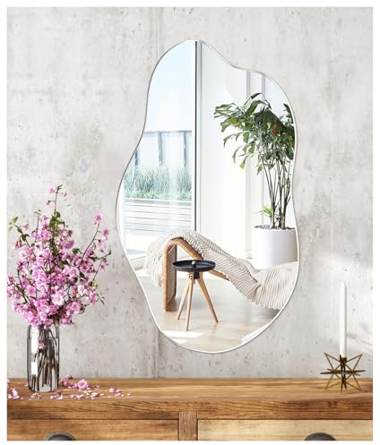 JMITHA Wandspiegel Asymmetrisch Spiegel Dekorative Wandspiegel Asymmetrischer Spiegel HD Glas Tischspiegel