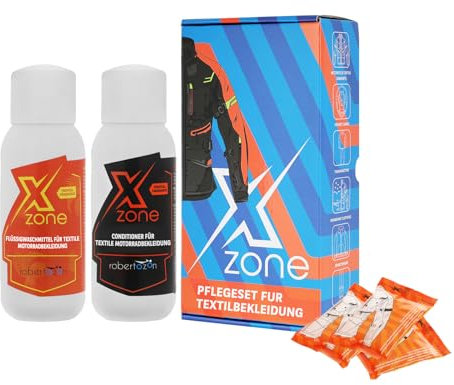 Xzone Textilpflege Set – Reinigung und Schutz für technische Kleidung – Motorradkleidung – Farb und Geruchsschutz – Aktivsauerstoff Booster