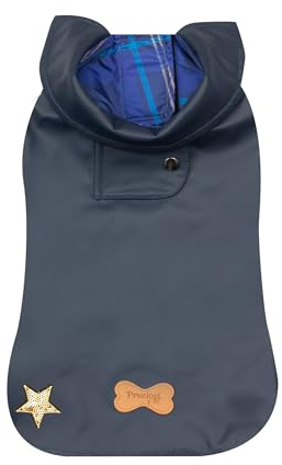 Preziosi Pet - Impermeabile Per Cane Colore Blu, Taglia Media 45 Cm, Chiusura Regolabile, Foro Per Guinzaglio. Abbigliamento Antipioggia, Antivento animali