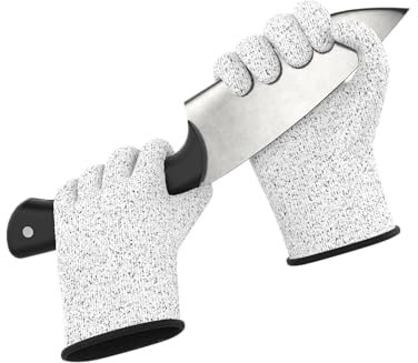 STONE REEF Gants anti-coupures taille L - Protection niveau 5 - Qualité alimentaire - Certifié EN 388 - Gants résistants aux coupures pour cuisine, jardin, artisanat, boucher et travaux en plein air