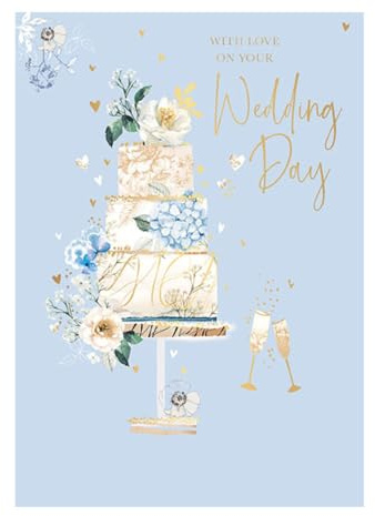 Words 'n' Wishes bröllopskort – With Love on Your Wedding Day, 22,5 x 16,3 cm, flerfärgad, tillverkad i Storbritannien